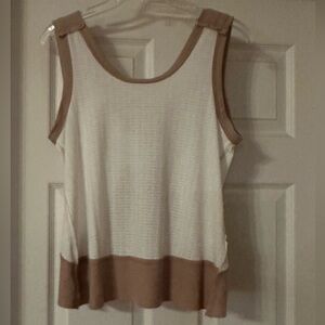 BKE Cream and Brown Tank Top